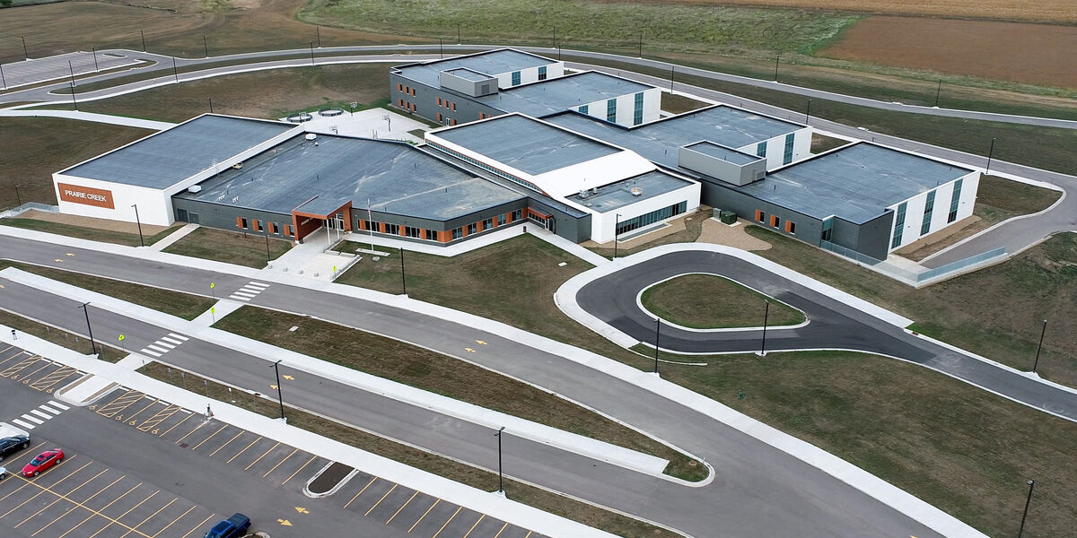 New 5-6 intermediate school building constructed in Cedar Rapids.