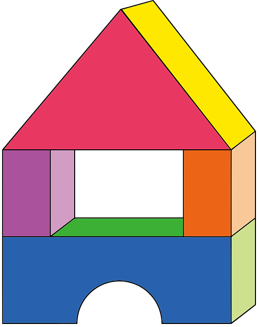 Building blocks graphic representing construction phases