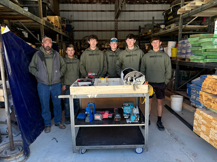 <b>Representing Mediapolis High School, and winning first place in the 2024 Carl A. Nelson & Company High School Skills Challenge, were, from left: Nathan Fritz, instructor; Johnny Ford, Braeden Oliver, Carter Myers, Drake Knapp and Connor Schulz. </b>(CANCO)