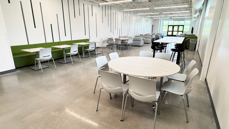 The space is set up for school and community events.