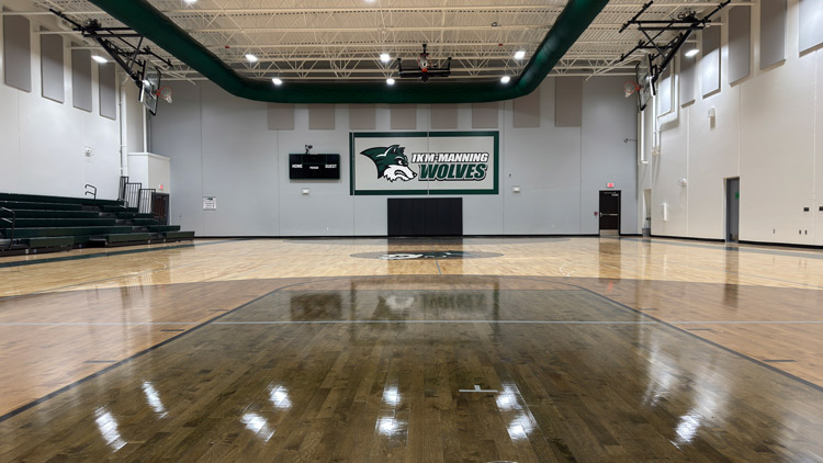 Looking up the court.