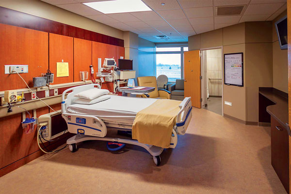 Renovated patient rooms in occupied hospital