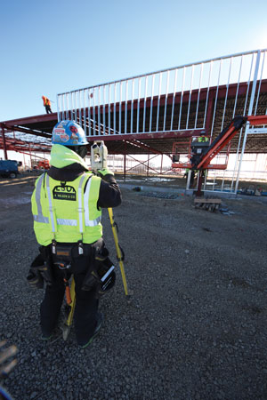 <b>CANCO craftsmen work on framing an exterior metal stud wall at the Outpatient Services Pavilion adjacent to Southeast Iowa Regional Medical Center in West Burlington, Iowa.</b> <i>CANCO photo</i>