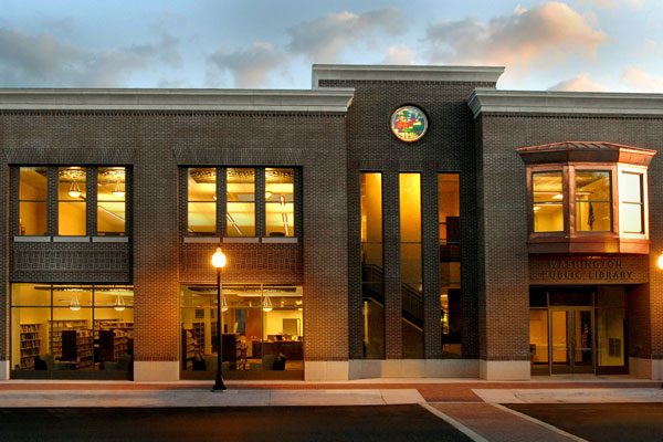 Washington Free Public Library included adaptive reuse of multiple downtown buildings.